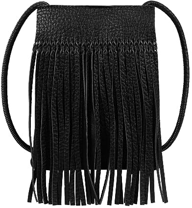 Women Tassel Cowgirl Fringe Shoulder Bag Mini Faux Leather Crossbody Bag Cute Handbag Purse