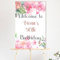 Personalised Happy Birthday Welcome Sign – Custom Name Age Date, Adult Party Decoration Photo Display Keepsake Board - 7 Design Styles (Pink Florals)