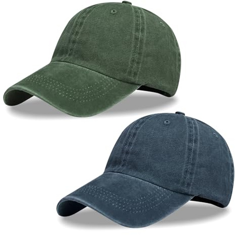 SAIIURV 2 Stücke Baseballkappe für Herren und Damen, Outdoor Baseball Cap, Verstellbar, Baseballcap mit Gebogenem Schirm, Sonnenmütze, Sport Cool Mode Baseballmütze, Geburtstagsgeschenke (Blau, Grün)
