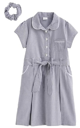 NEXT Mädchen Standard Fliege mit Vichykaros Navy Blue Gingham 146