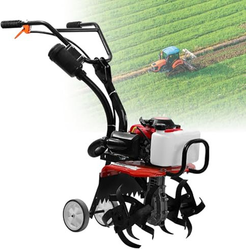 YXZQLOZ Garten Benzin Fräse, 4-Takt Motor Rotavator Fräse Garten, 7,8 Zoll Arbeitstiefe Handheld Haushalt Kultivator Rotovator
