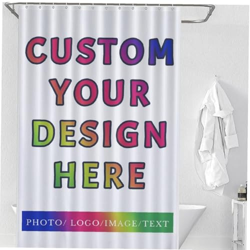 Naispanda Personalisierter Duschvorhang mit Fototext, Personalisierter Badevorhang mit 12 Haken für Badezimmer, Waschraum, Hotel, Heimdekoration 140x183cm