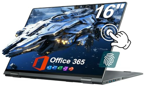 jumper Laptop 16 Pollici IPS FHD Touch Screen Laptop Laptop 16GB RAM 640GB Storage Lettore di Impronte Digitale Quad-Core CPU Notebook 1 Anno Office 365 Tastiera QWERTZ retroilluminata WiFi 6