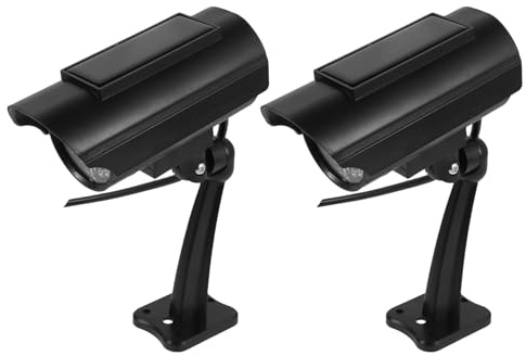 Didiseaon 2pcs Simulation Monitoring Security Dummy Cameras Realistic Outdoor Indoor Shop Office Garage Prop Light Solar-powered