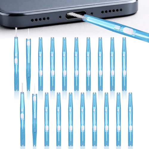20pcs Phone Cleaning Kit, Double-Sided Charging Port Cleaner with Anti-Clogging Brushes & Hook USB-C Port Cleaner for Cellphone Headphones Speaker (Blue)