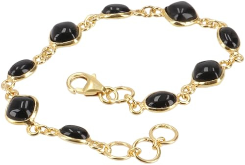 GURU SHOP Indisches Boho Armband, vergoldetes Sterling Silber mit Steinen