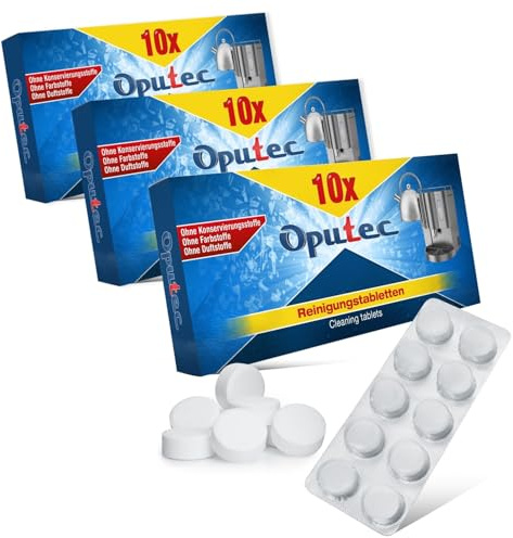 Oputec 3 x 10 Stück Reinigungstabletten für Kaffeevollautomaten Kaffeemaschinen Espressomaschinen: 30 Entfetter-Tabletten á 2g | Kompatibel zu Jura, Siemens, Saeco u.v.m.