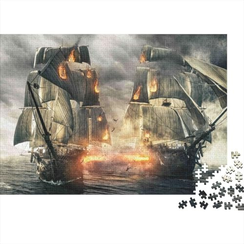 Epic Sea Battle 1000 Piece Thick Paper Jigsaw for Adults Ship Puzzle Educational Brain Exercise Home Wall Decoration 38x26cm/1000pcs