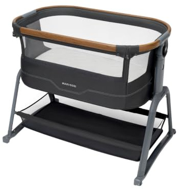 Maxi-Cosi Iora Plus Baby Stubenbett, 0-6M (9 kg), Klappbares und Leichtes Beistellbett Baby, Schaukelmodus, Leichtgängige Rollen, 5 cm CloudCore-Matratze, 5 Höhenstufen, Easy Slide, Elegance Graphite