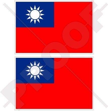 TAIWAN Taiwanesische Flagge, Fahne Republik von China,RoC 100mm Auto & Motorrad Aufkleber, x2 Vinyl Stickers