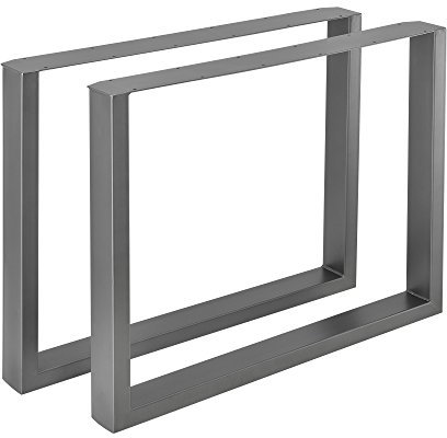 [en.casa] 2 x Conjunto de Patas de Mesa para Mesa de Comedor Escritorio Armazón de Mesa con protección para Suelo Acero 90 x 72 cm Gris Acero