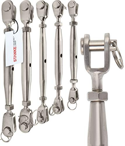 Seilwerk STANKE 1x M5 Tensor grillete-grillete de acero inoxidable, Tensor 80 mm para cuerdas de acero