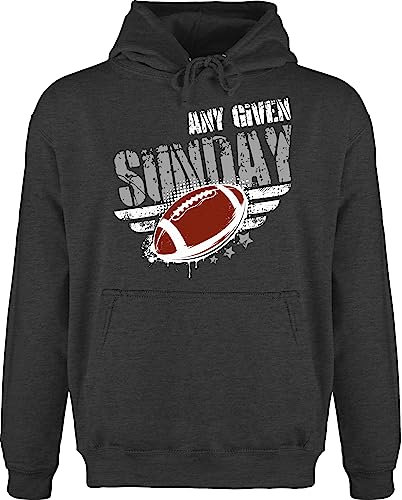 Hoodie Herren Pullover Männer - American Deko Superbowl Party - Any Given Sunday Football - XXL - Anthrazit meliert - college footballfans day kapuzenpullover geschenke für fans jh001 geschenk