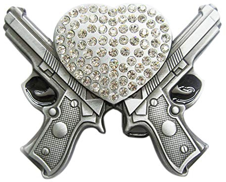 Urban Backwoods Pistols & Heart Gürtelschnalle für Wechselgürtel Buckle