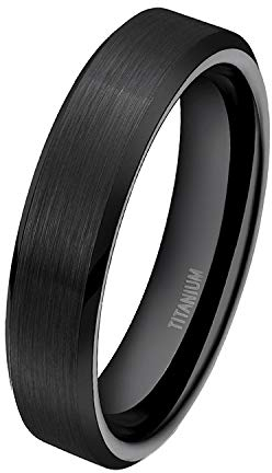 Mabohity Ring Herren/Damen Matt Poliert Titan-Ring Titanium 4mm Breit Ehering Verlobungsring Freundschaftsring Partnerring Hochzeit Band, Schwarz, Größe 49