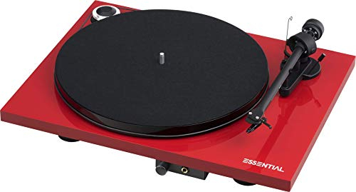 Pro-Ject Essential III HP, Audiophiler Plattenspieler mit Kopfhörerausgang (Rot)
