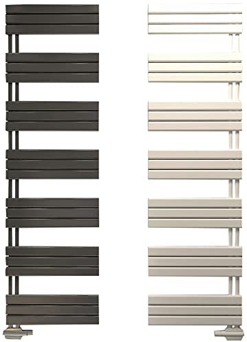 MC Heat Badheizkörper 600 x 1640 mm - Handtuchwärmer Anthrazit - Mit versetztem Mittelanschluss - Eleganter Paneelheizkörper - Beidseitig montierbar