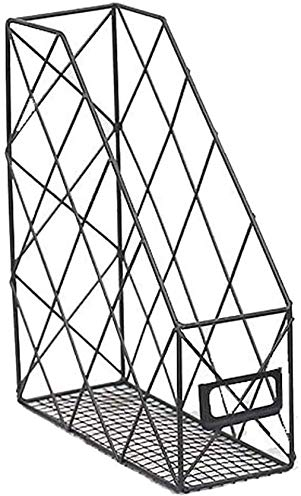 FülleMore Metall Zeitungskorb Zeitschriftensammler Dokumentenhalter Stehsammler Schreibtisch Organizer Bücherregal Ablagekorb Magazinständer (Schwarz)