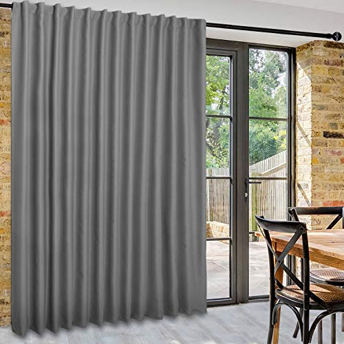 DWCN Patio Sliding Door Curtains - Extra Wide Curtains for Glass Door, Privacy Room Divider Blackout Thermal Curtain Panel with Back Tab & Rod Pocket for Bedroom Partition, 100 x 84 Inches, Light Grey