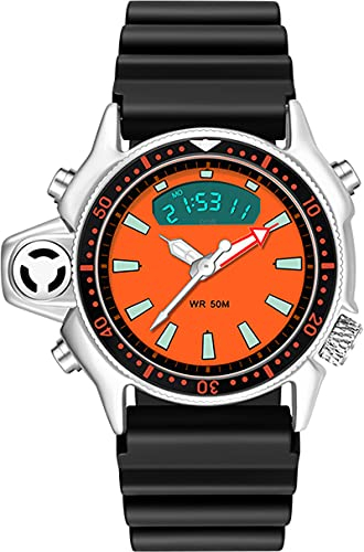 Herren Armbanduhr Analog Digital Wasserdicht Original Militär Uhr Leuchtende Stoppuhr Wecker Sportuhren Herren Digitalur Damen Watch Multifunktion Schwarz Silber