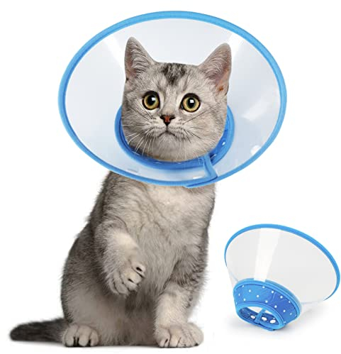 Vivifying Haustier Halskrause, Verstellbar von 12-14,5 cm Leichtgewicht Schutzkragen für Welpen, Kleine Hunde und Katzen (Blau-S)