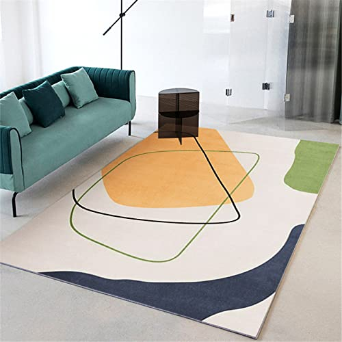 DJHWWD Kinderteppich Waschbar Teppich Eingangsbereich Innen Schlafzimmer rechteckiger Teppich Apricot Moderne Wohnzimmerdekoration Rugs 120X160CM