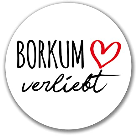 Huuraa Aufkleber Borkum verliebt Geschenk Sticker 10cm Borkum Geschenkidee