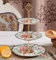 Présentoir à gâteaux vintage en céramique à 3 étages Motif rose vintage Pour présenter des plats à gâteaux (rose rouge vintage)
