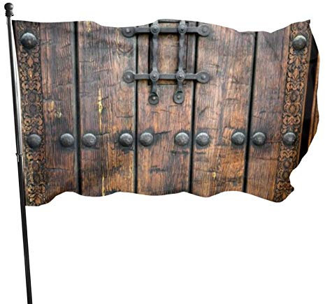 Flagge 150x90cm Outdoor Windward Fahne Lebendiges Farbbanner Gartenflagge Holztür Historisches Vintage Äußeres Mittelalter Dekorative Flagge Polyester Yard Fahne Lustige Große Flagge Outdoor Flagge