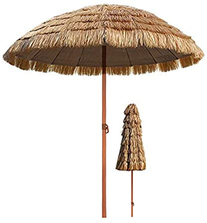 Sombrilla Grande Al Aire Libre, Sombrilla Playa, Parasol Paja Simulación, Sombrilla Jardín, Plegable, Piscina, Camping, Terraza, Pesca, Φ1.45m