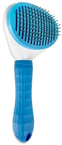 Fur Magic Self-Cleaning Grooming Brush, Slicker Brush for Dogs and Cats with Short Medium and Long Hair, Deshedding Tool Removes Mats and Tangles, Blue