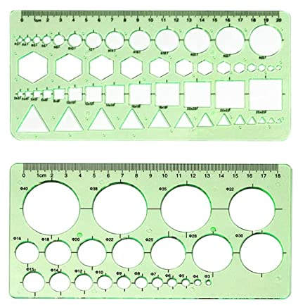 2 Stücke kunststoff schablonen,Klare Grüne architektur schablonen kreise mass lineal geometrische schablonen kreise und ovale Zeichnung Herrscher für Büro, Schule, Gebäude