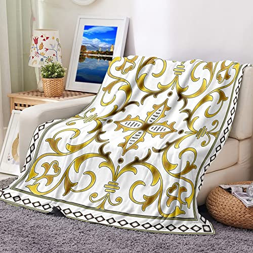 Wärmende Kuscheldecke, Flanelldecke Warm Weich Gelb Sofaüberwurf Reben Blumen Sofadecke Couchdecke 80X120CM