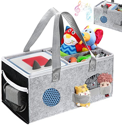 Yotako Tasche für Toniebox Tonie, Aufbewahrungstasche für Tonies Figur, Tasche für Toniebox Starter Set, Tragetasche mit Griff für über 30 Figuren (Grau)
