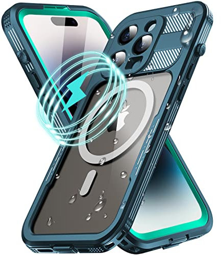WIFORT for iPhone 14 Pro Waterproof Case, Shockproof Dustproof Heavy Duty Cover with Build-in Screen Protector, Compatible with MagSafe, 360 Full Body Protection - 6.1”, Blue