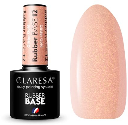 Claresa Rubber Base 12 Glitter Gold, 5 ml