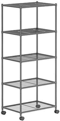 OVICAR Storage Shelf with Wheels - Adjustable 5 Tiers Mesh Wire Shelving Unit, Metal Standing Storage Rack for Kitchen Pantry Closet Bathroom Laundry Garage Tool Organizer Shelves