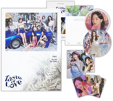 TWICE - 10th Mini Album [Taste of Love] (Taste Ver.) Cover + Sleeve + Photobook + CD-R + Lenticular + Tasting Card + Coaster + Photocard + 2 Pin Button Badges