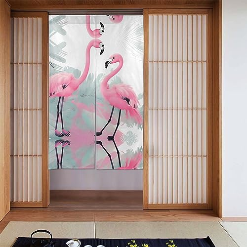 ZYVIA Pinker Flamingo-Türvorhang, 86,4 x 142,2 cm, klassisch, verdunkelnd und winddicht, atmungsaktiv und glatt, dekorativer Effekt, geeignet für Zuhause und Restaurant