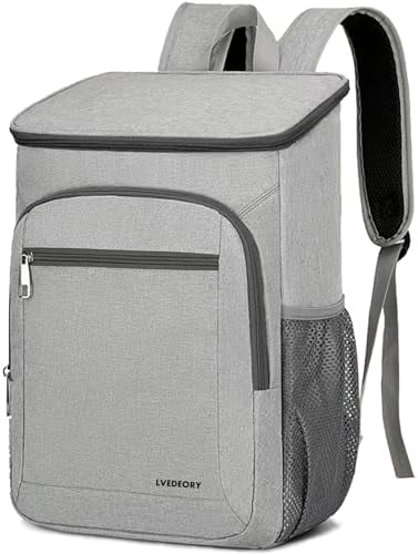 LVEDEORY Zaino Termico,Zaino Frigo,Zaino Termico Porta Pranzo 25l,Borsa Termica Borsa Frigo,Adatto Lavoro,Campeggio,Viaggi,Attività all'Aperto ed Eventi Sportivi (Grigio)
