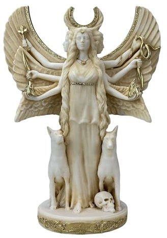 Hecate Hekate Dreifache Göttin der Magie Nacht Mond griechische Skulptur Statue aus gegossenem Marmor 30 cm Patina Version