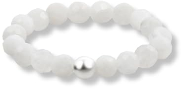 GD GOOD.designs Anello Anti-Stress Con Perle di Pietra di Luna per Donne - Elastico e Sfaccettato - Contro l'Ansia