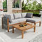 Merax Gartenmöbel Set für 3-4 Personen, Balkonmöbel Lounge Sitzgruppe mit Tisch & Kissen, L-förmiges Terrassenmöbel, Ecksofa-Set aus Akazienholz, Handgewebtem Seil, Gartenlounge Set, Outdoor, Grau
