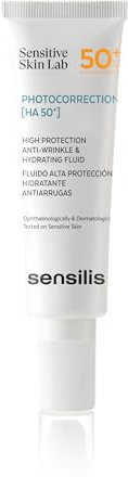Sensilis Photocorrection HA SPF50+ Gesichtscreme mit hohem Lichtschutz, feuchtigkeitsspendend und Anti-Falten, mit Hyaluronsäure und Provitamin D3, für empfindliche Haut, 50 ml