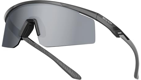 SCVCN Fahrradbrille mit PC-Gläsern, Große Sportbrille für Damen und Herren，Belüftungssystem, TR90 Rahmen, UV400 Schutz, geeignet für Radfahren, Laufen, Baseball, Autofahren 03