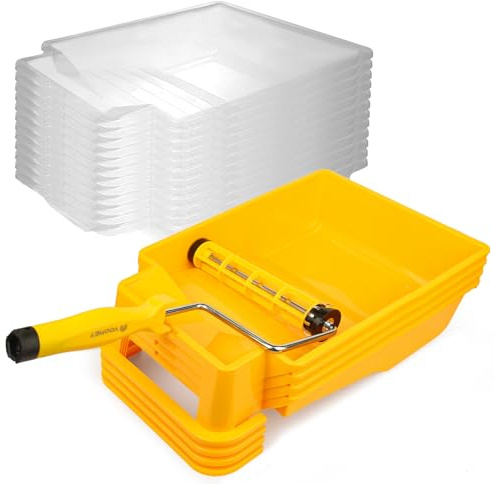 VOOMEY 9 Inch Foot-Operated Paint Tray with 12 Pcs Paint Tray Liner