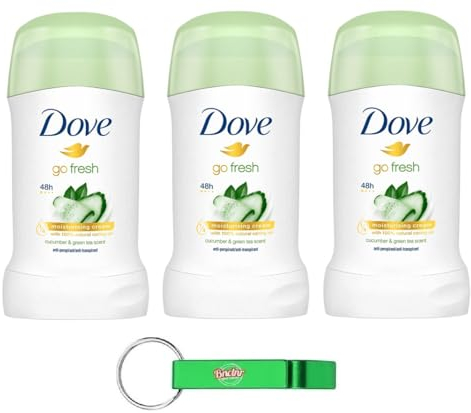 3x Dove Deodorante Stick Gurken- und Grüntee mit Feuchtigkeitscreme,Deodorant 48h - Deo 40ml + Beni Culinari Kostenloser Schlüsselanhänger