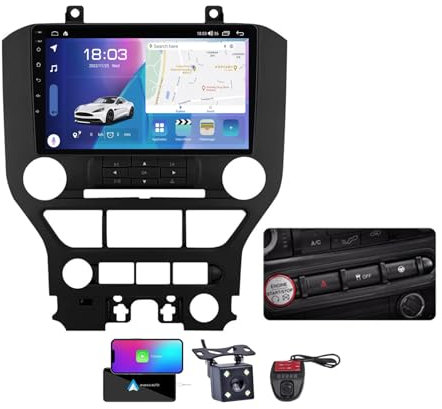 ZZPHKK Android 13 Double DIN GPS Car Radio für Ford Mustang 6 VI S550 2014-2021 mit Carplay Android Auto 9 Zoll HD Touchscreen FM RDS DAB+ Autoradio Bluetooth 5.0 WiFi GPS SWC + DVR Camera(B,NF-4)