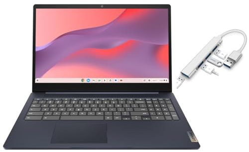 Lenovo Chromebook IdeaPad 3i Display FHD da 15,6 | Intel Celeron N4500 | Grafica Intel UHD | HDMI | Abyss Blue | 8 GB di RAM | SSD da 64 GB | Chrome OS | Bundle con hub USB 3.0