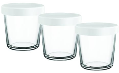 Tefal Lot de 3 pots en verre 140 ml avec couvercle plastique, Compatible Cake Factory XA633110